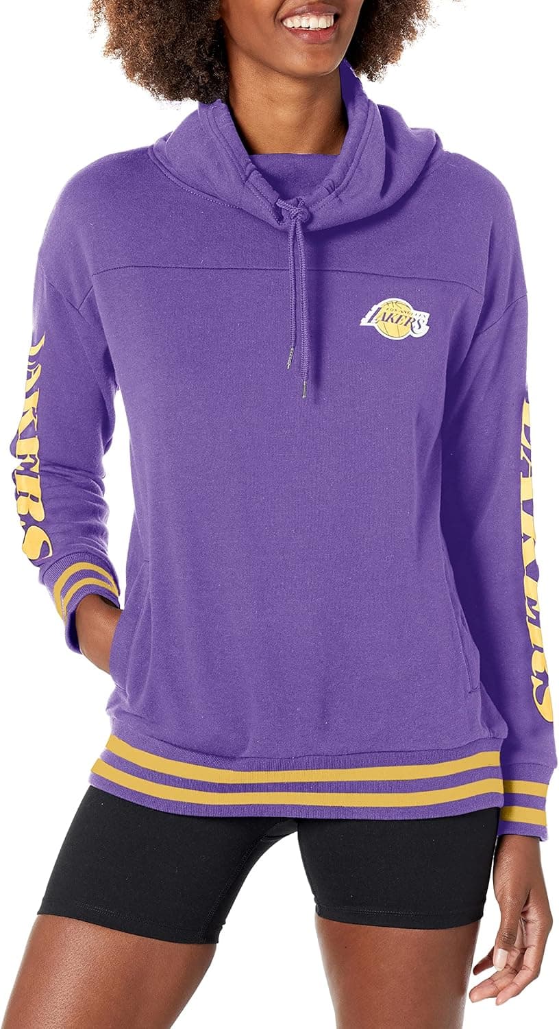 Ultra Game NBA Los Angeles Lakers Womens Quarter Zip Fleece Pullover Sweatshirt with Zipper, Heather Gray, Medium
