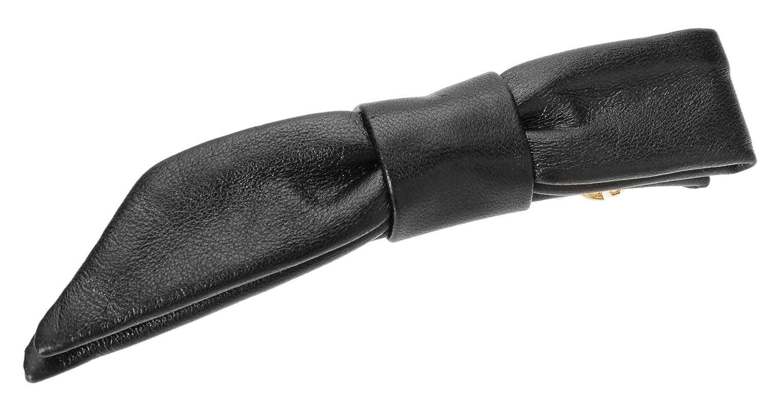 L. Erickson Leather Bermuda Bow Barrette - Black