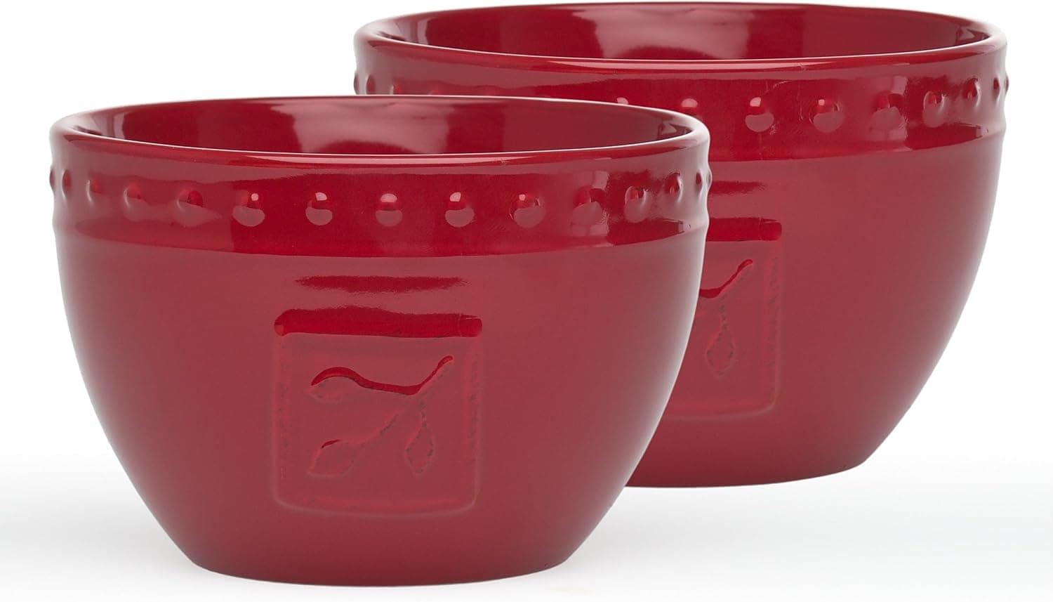 Signature Housewares 5-Inch Stoneware Bowl, 24-Ounce, Ruby, Set of 2