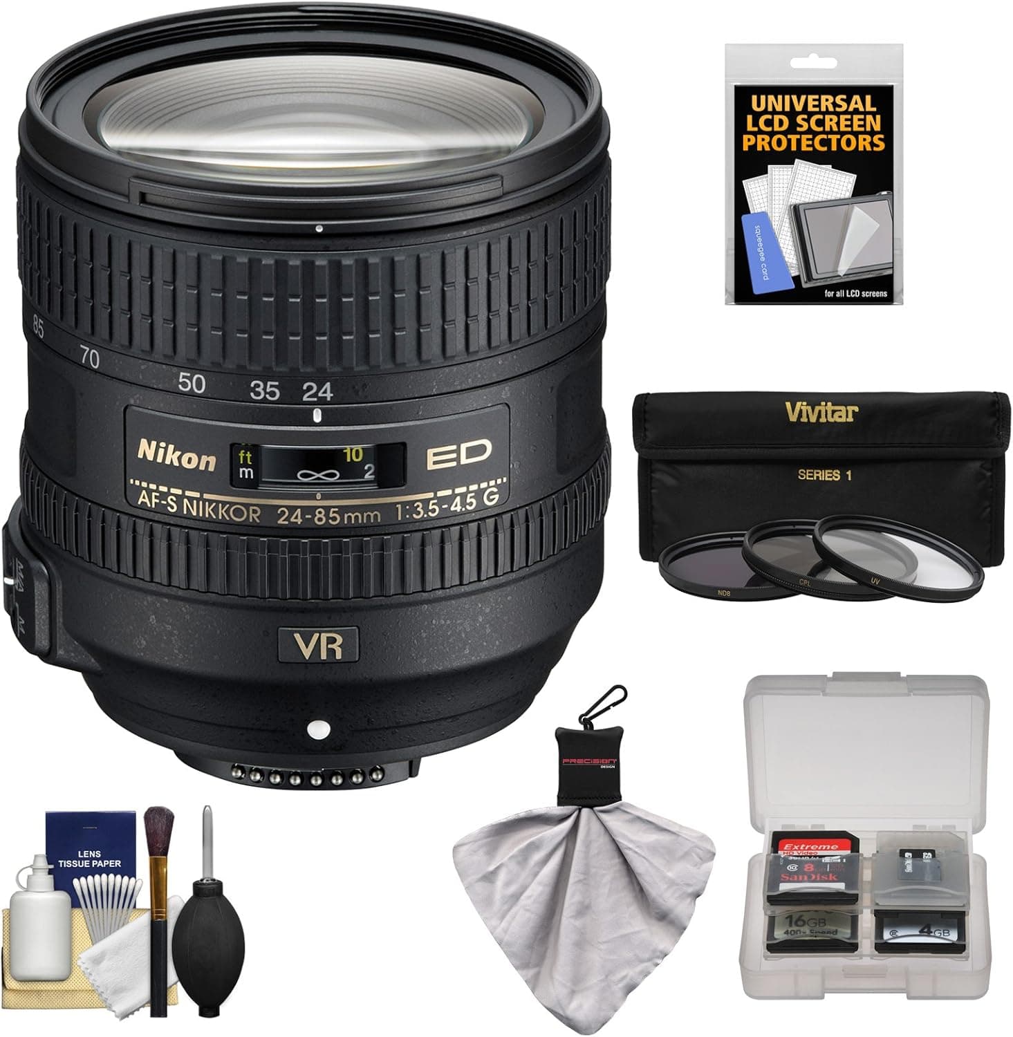 Nikon 24-85mm f/3.5-4.5G VR Lens with Filters + Kit (Certified Refurbished)