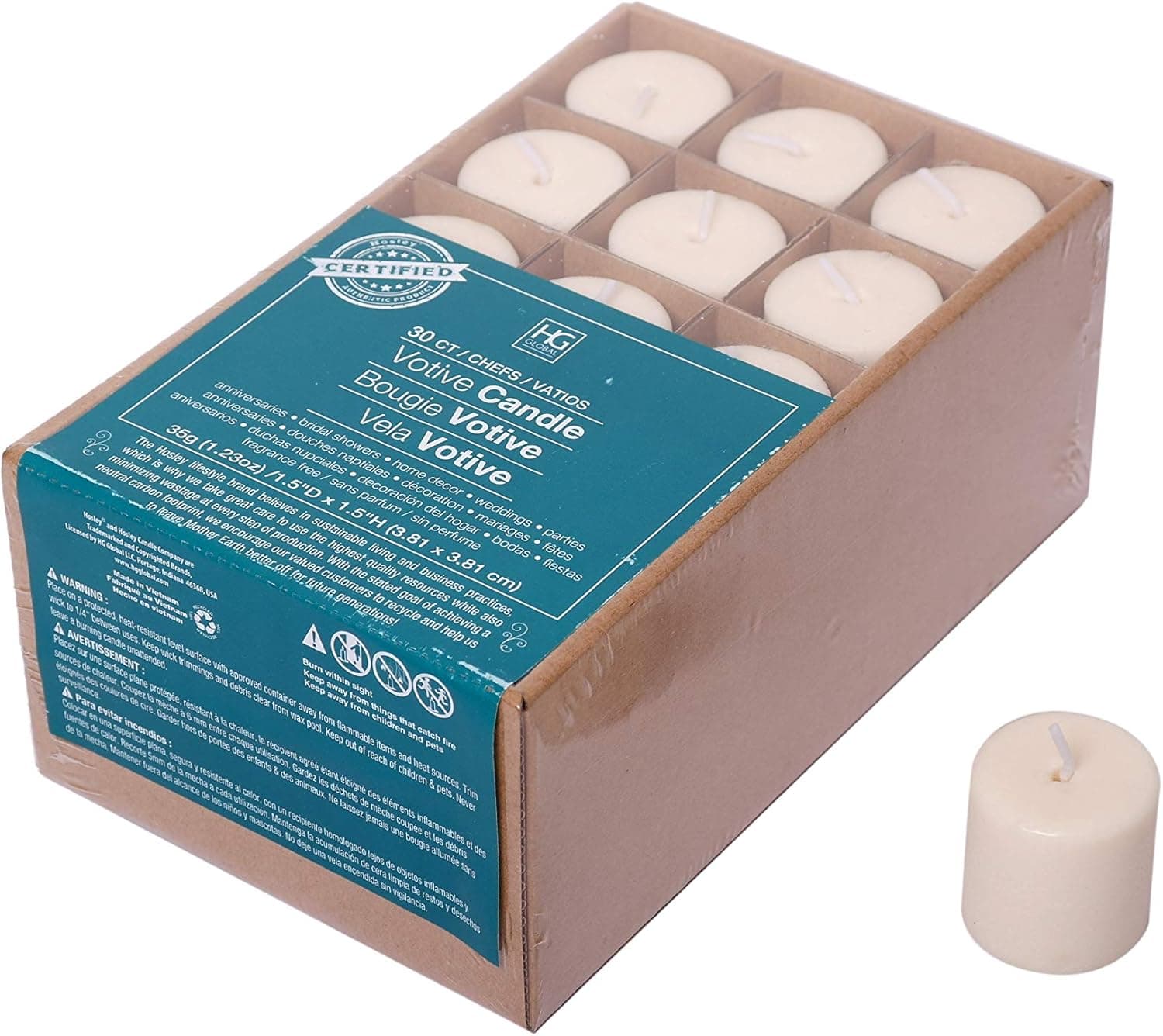 Hosley's Set of 30 Ivory Unscented Votive Candles