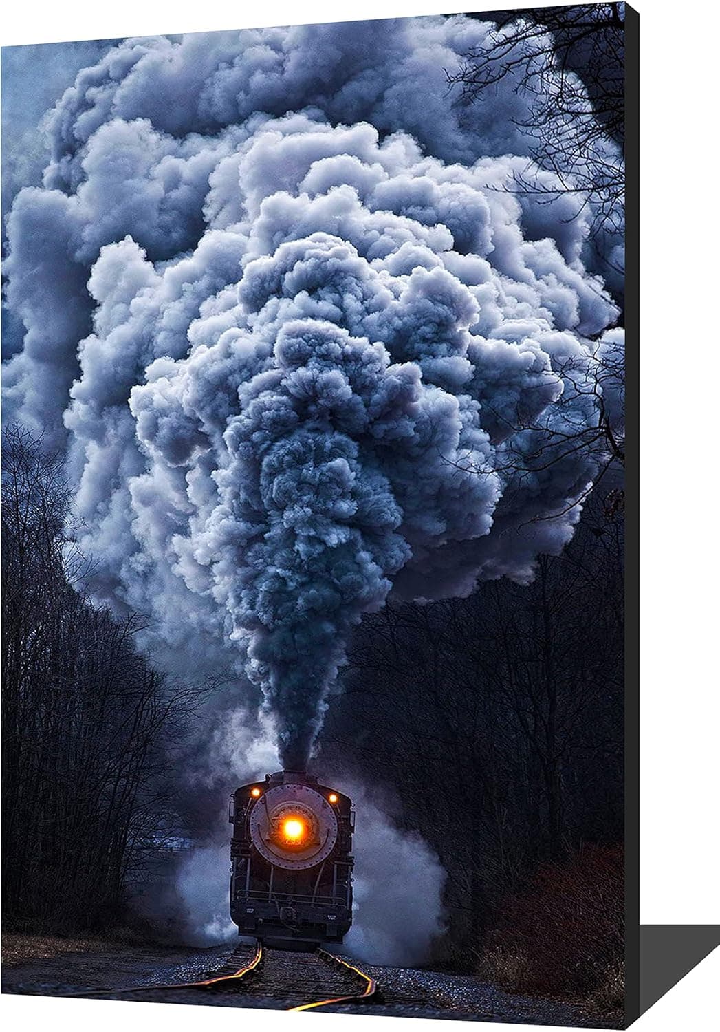 Classic train canvas wall art Retro steam locomotive wall decor for bedroom and living room framed artwork wall decor Stretch And Frame Ready To Hang 12x18inch(30x45cm)