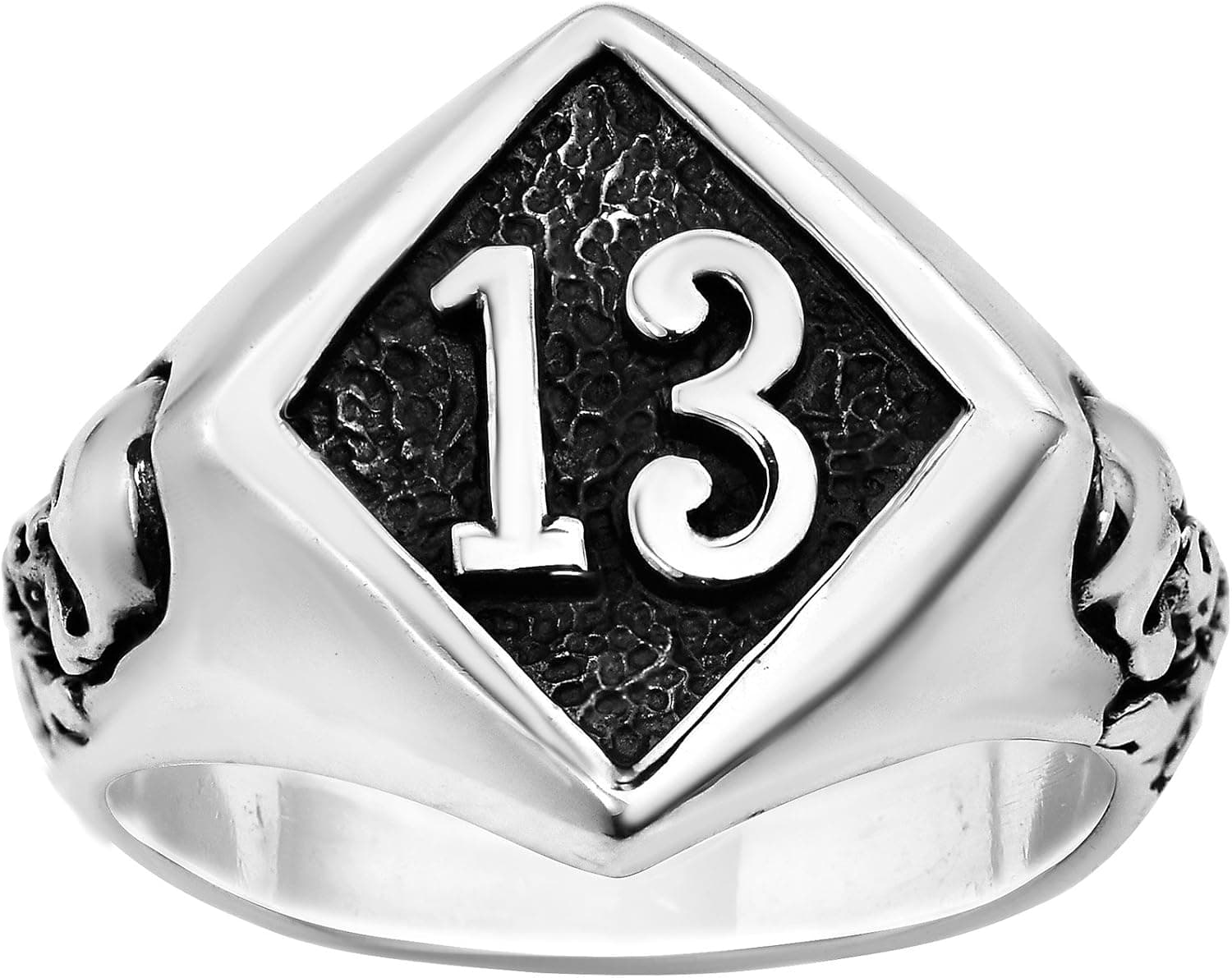 AeraVida Lucky Number 13 Round Skull .925 Sterling Silver Ring (11)