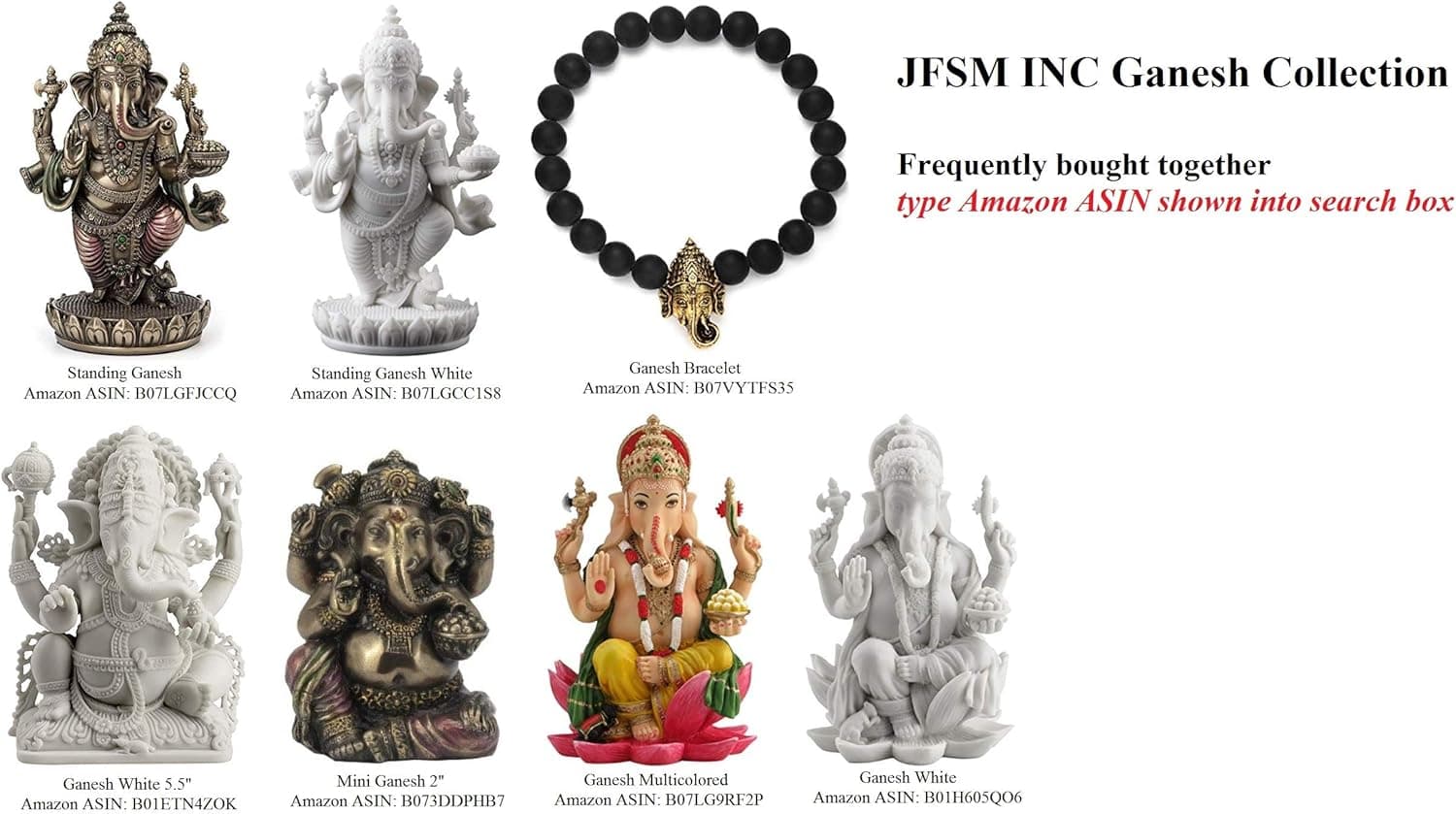 JFSM INC. 2" Mini Ganesh Hindu Elephant God of Success - Good Protection!