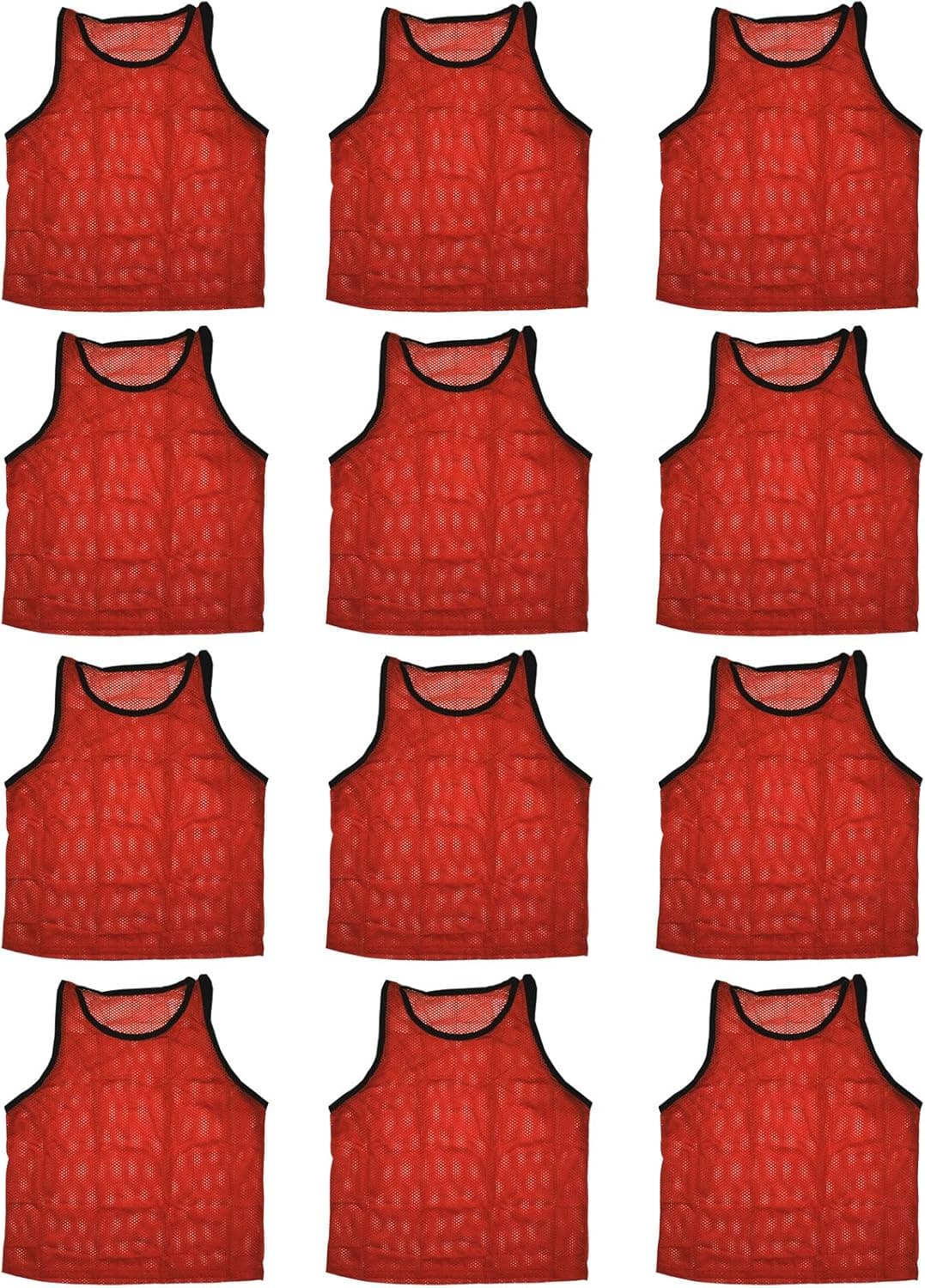 Bluedot Trading Youth Sports Pinnies Scrimmage Training Vests (12-Pack), Red