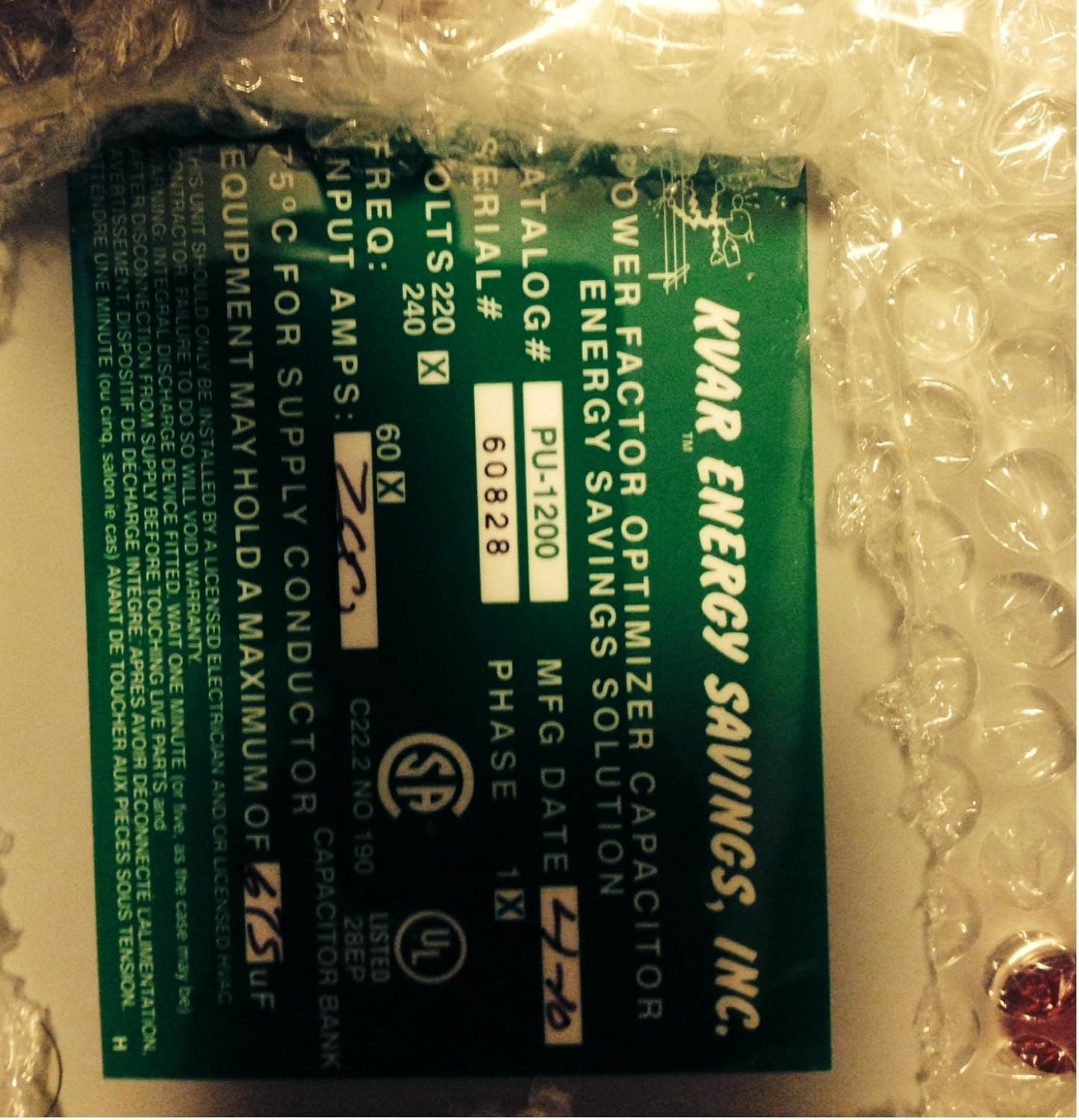 KVAR Energy Saving Controller SAVE 8% to 10% PER MONTH ON YOUR ELECTRIC BILL ! For Your Home !