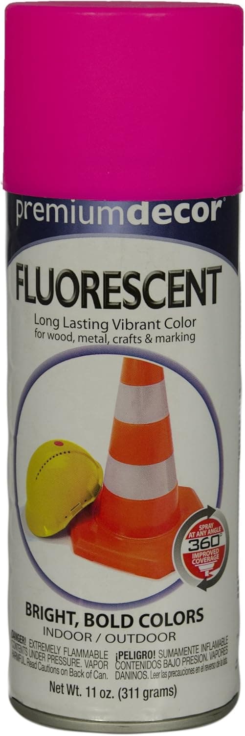 General Paint & Manufacturing PDFL-7 Premium Decor Fluorescent Spray Paint with 360-Degree Spray Tip, Electric Pink
