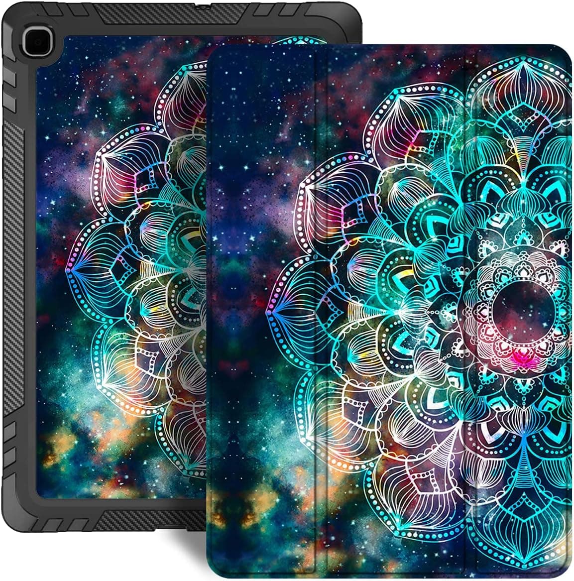 Hocase for Galaxy Tab S6 Lite 10.4 Case, PU Leather Tri-Fold Flip Case with Auto Sleep Wake Feature, Soft TPU Back Cover for Samsung Galaxy Tab S6 Lite 10.4" (SM-P610/P615) 2020 - Mandala in Galaxy