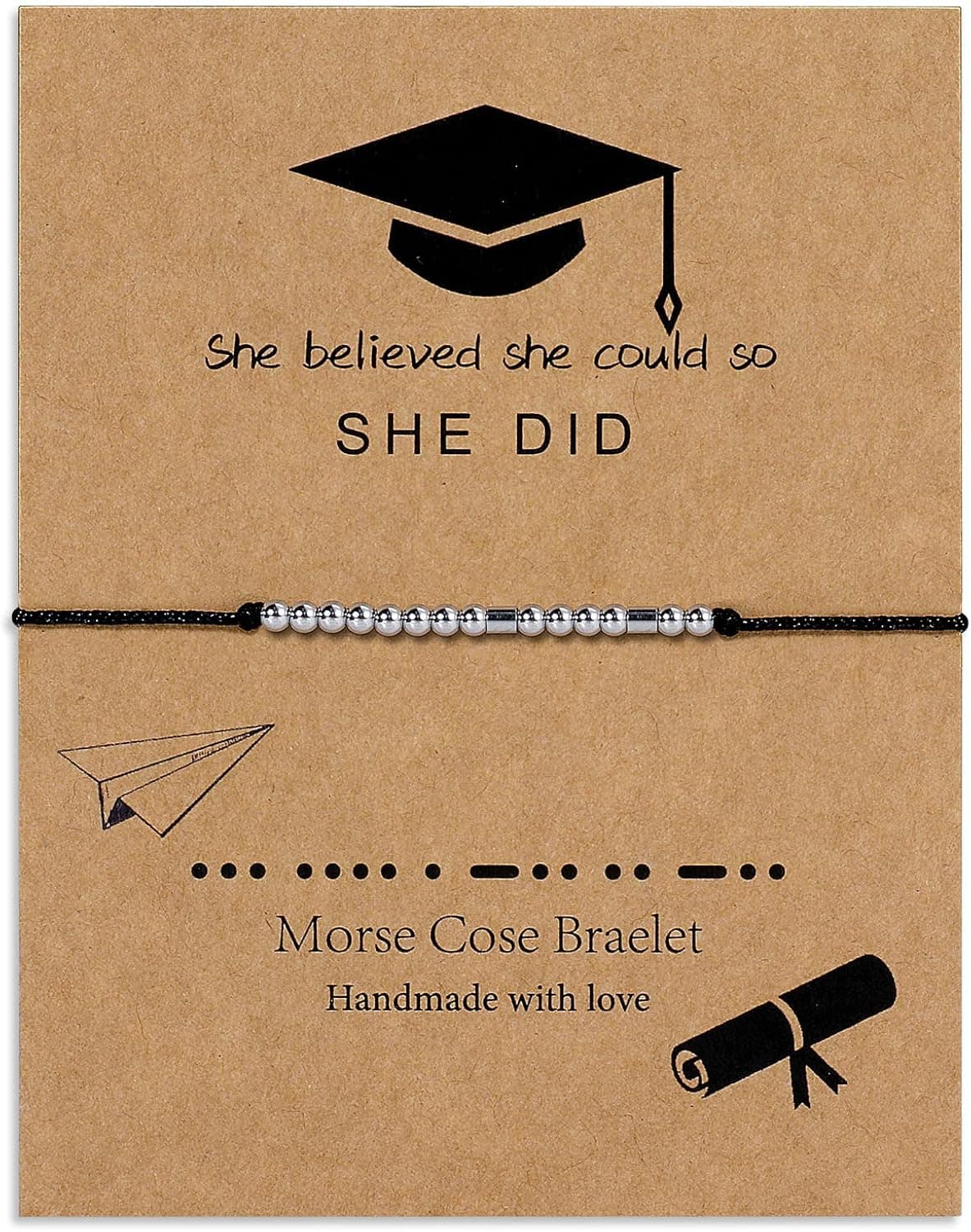 Graduation Gifts for Her, Inspirational Morse Code Bracelets Graduation Gifts for Her Sister Classmate College High School Graduates Congratulations Gifts for Her Him Best Friend Bracelets