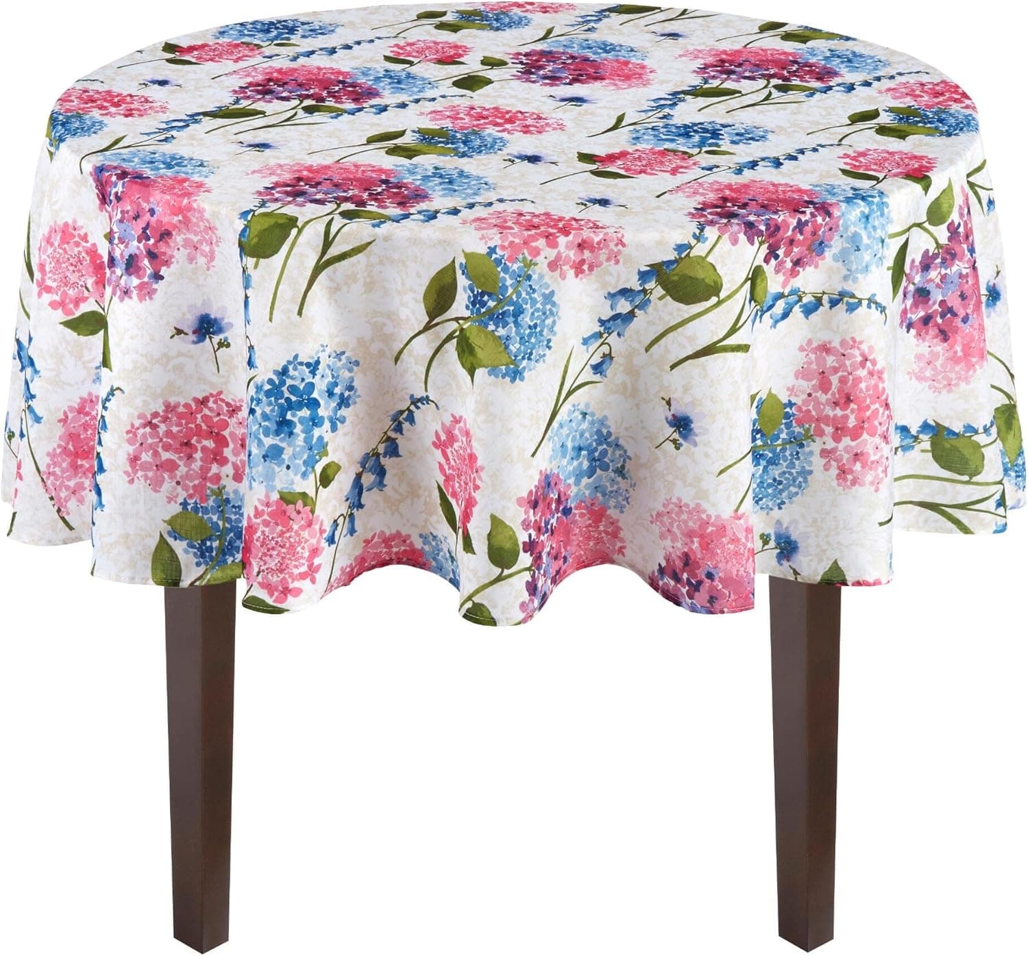 Elrene Ophelia Blue and Pink Floral Tablecloth (70" Round)