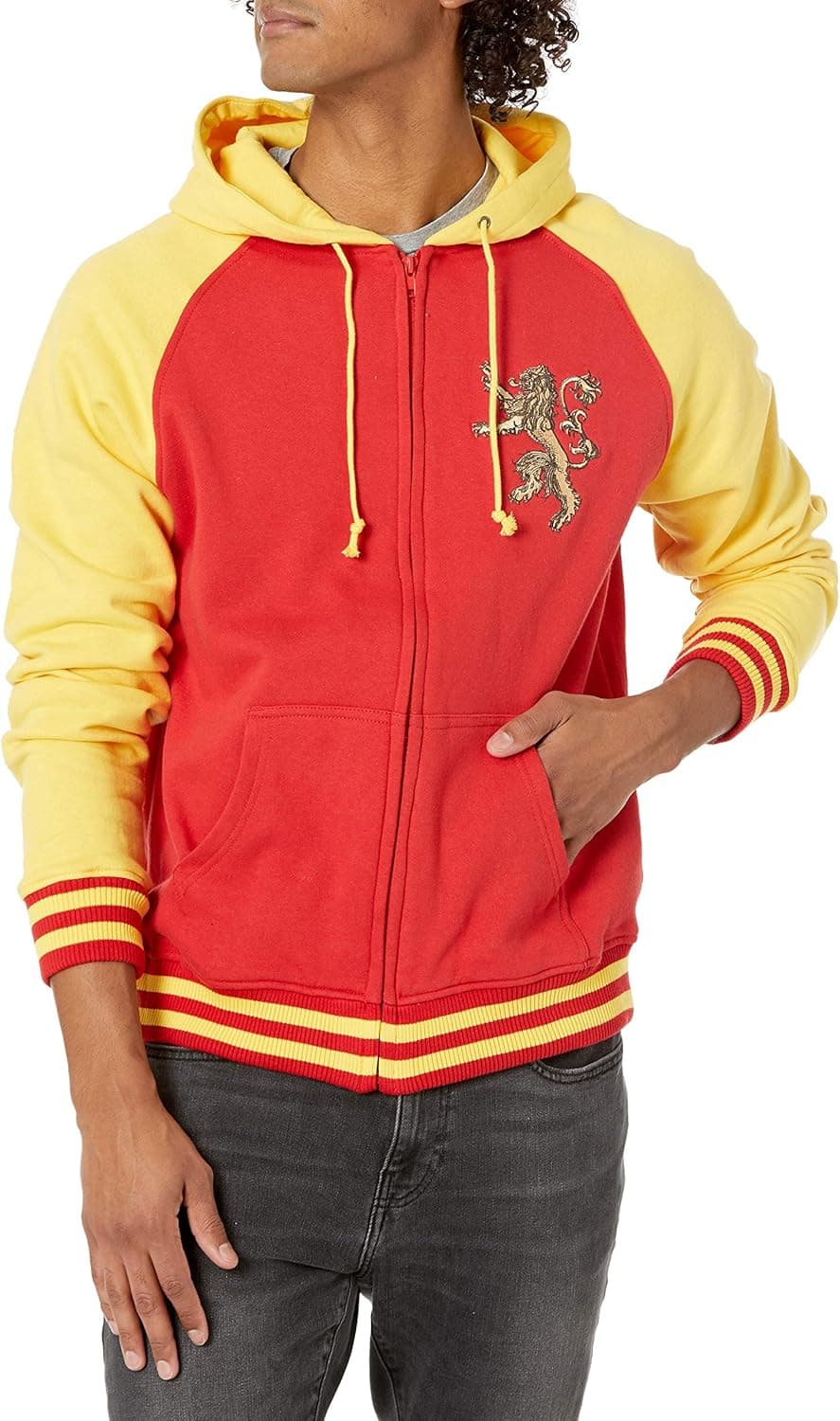 Game of Thrones Lannister Red/Yellow Men's Zip-Up Hoodie, Large