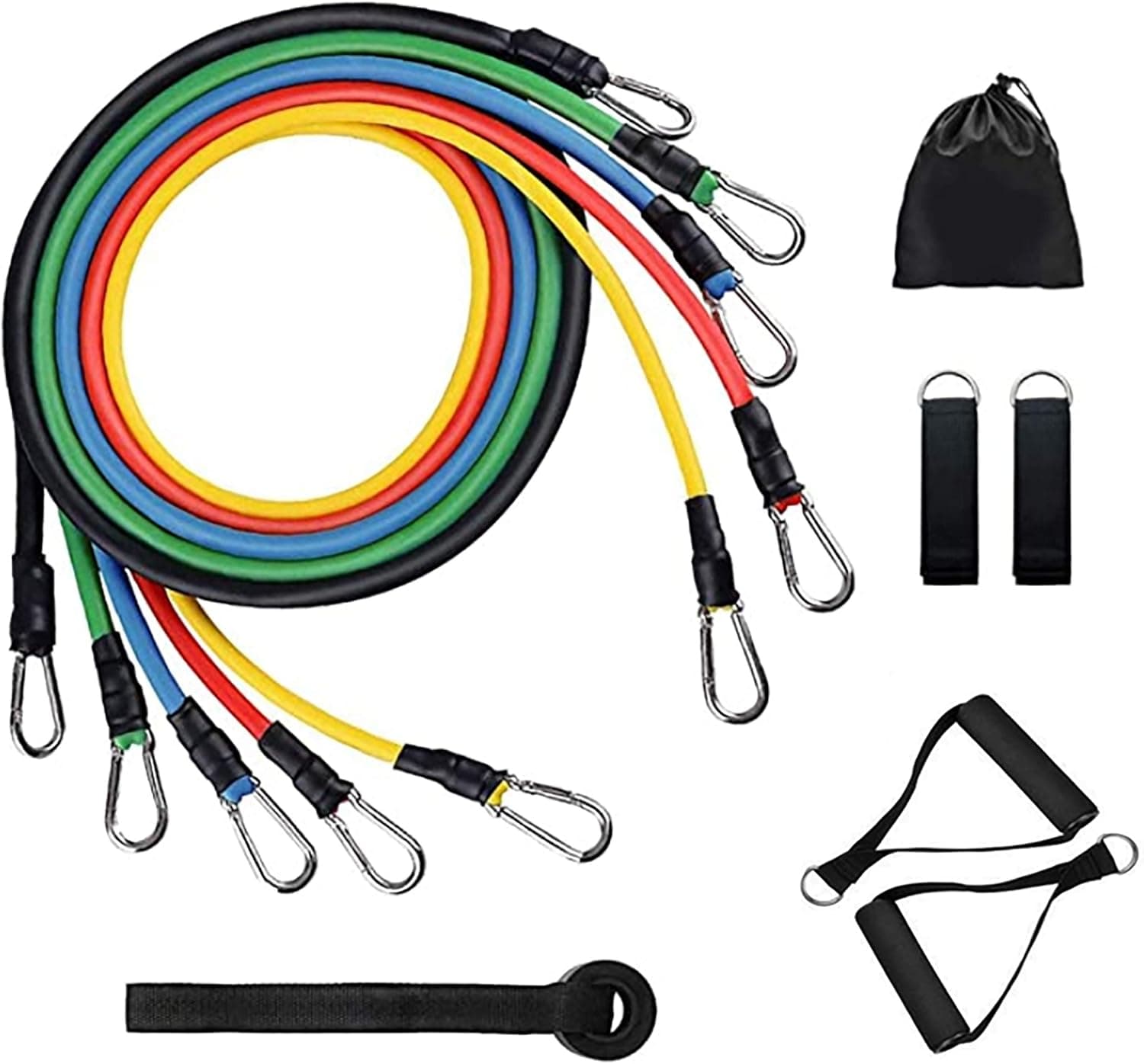 Harper (11pcs) Premium Workout Resistance Bands Set - Door Anchor, Non-Slip Foam Handles, Leg Ankle Straps - Stackable to 100 lbs - Resistance Training, Physical Therapy, Home Workouts, Yoga, Pilates