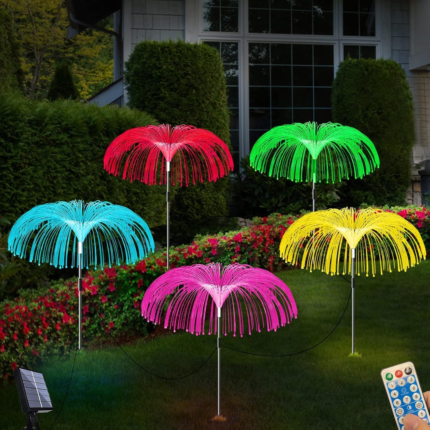 Havelock Solar Garden Lights Outdoor 5 Pack, Solar Jellyfish Lights 8 Lighting Modes Solar Flowers Garden Lights Waterproof Outdoor Decorative for Yard Patio Garden Pathway