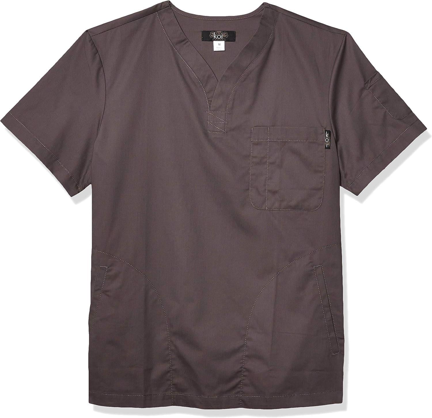 KOI Jason Henley-Neck Men's Scrub Top with 4 Pockets and Pen Slot