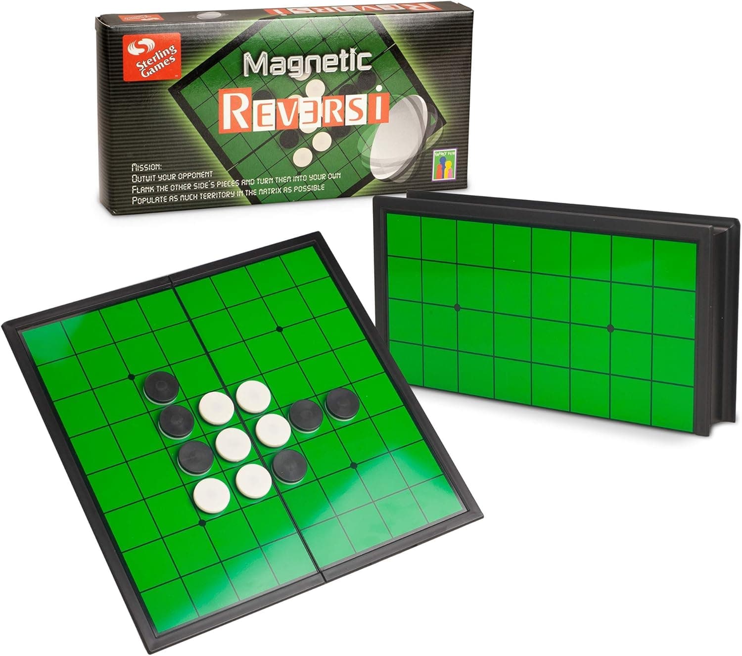 Sterling Games Reversi Strategy Board Game 9.75 Inch Board with Folding Magnetic Board and Pieces for Home and Travel