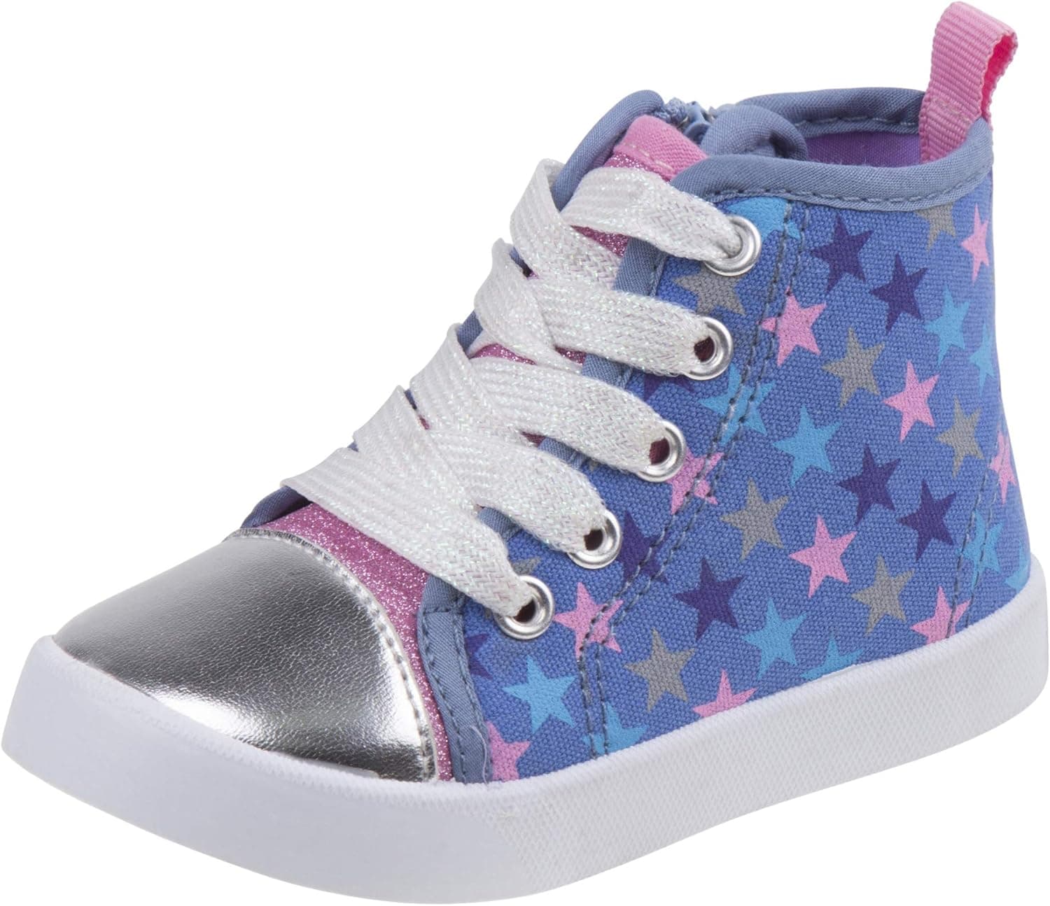 Beverly Hills Polo Club Girls High Top Sneaker, Blue Stars, 8 Toddler