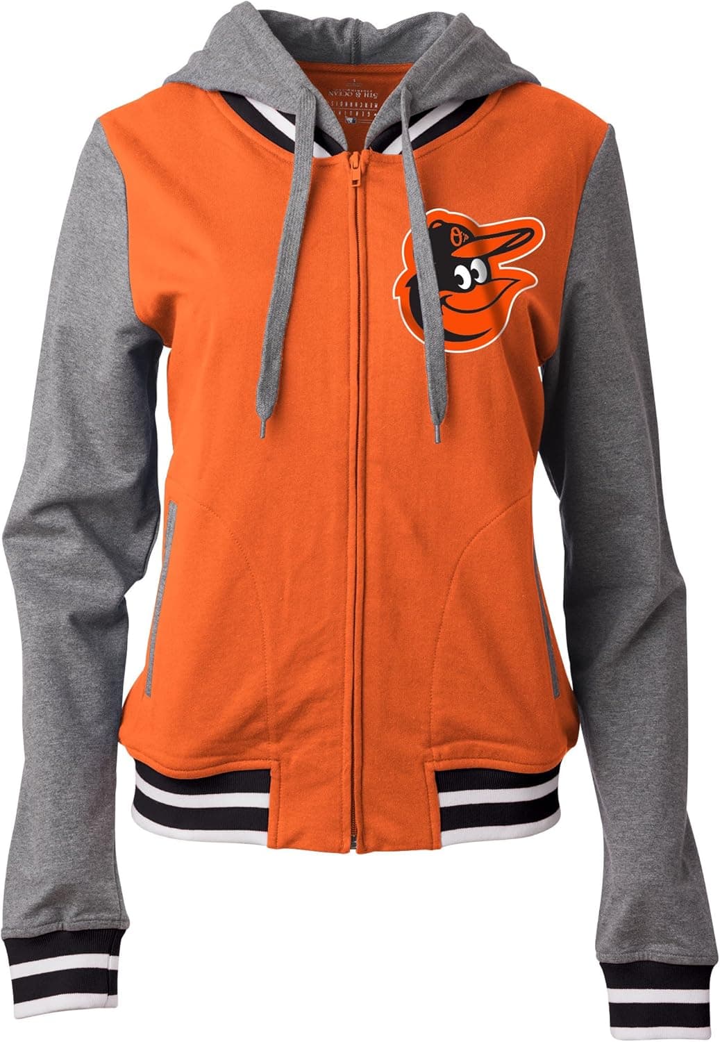 5th & Ocean MLB Women's Zip Front French Terry Hoodie with Contrasting Sleeves
