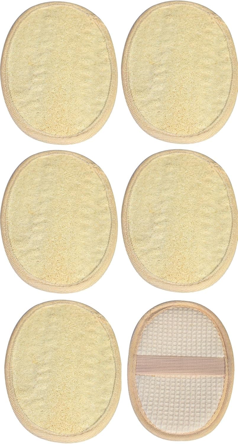 LUXEHOME Oval Loofah Sponge Pad, 6 Pack, 4.5