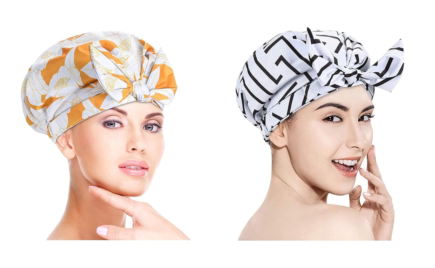 Shower Cap for Women - Waterproof, Reusable Shower Caps - Combo - 2 Shower Caps