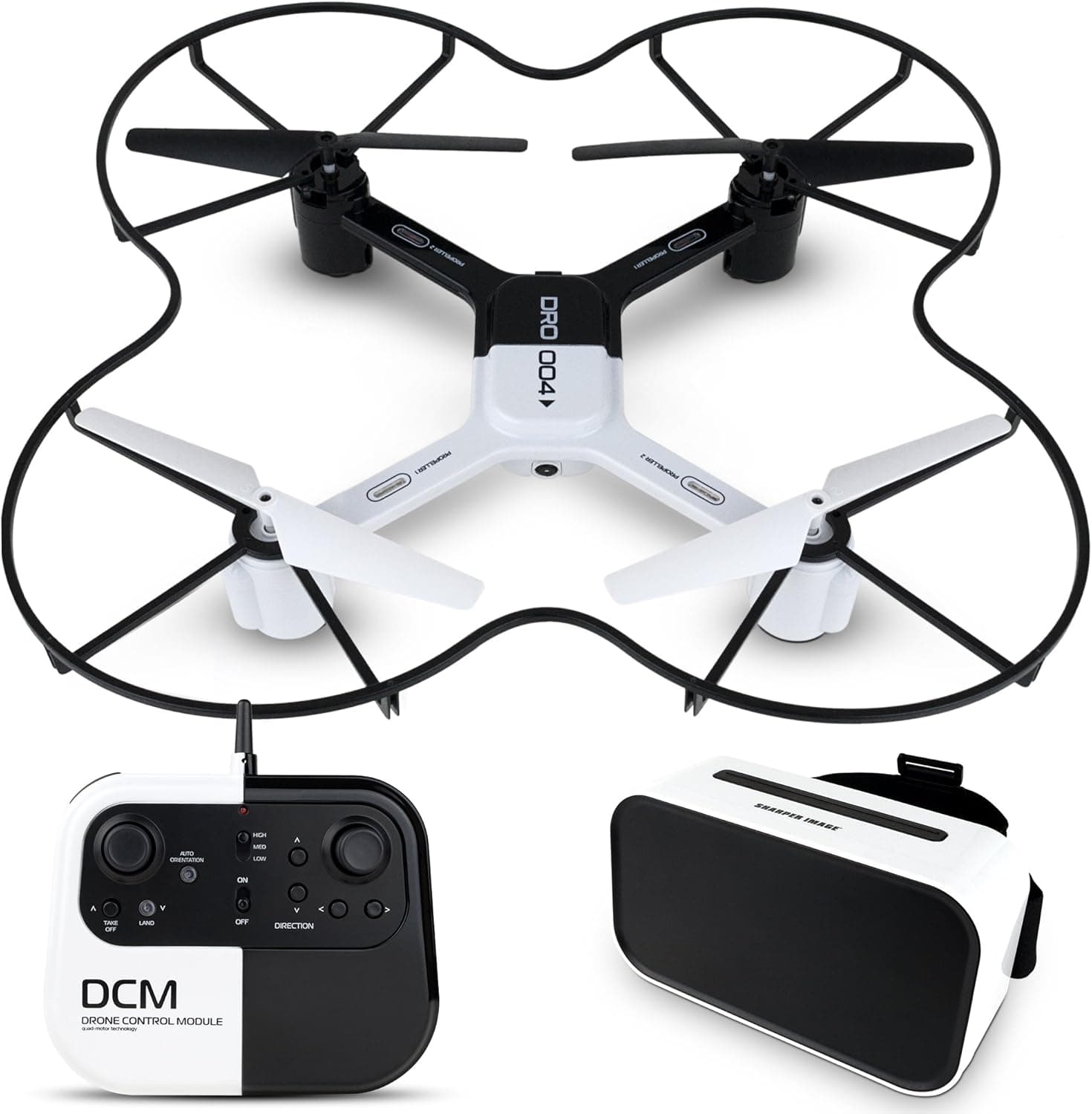 SHARPER IMAGE DRO-004 Lunar Drone with Smartphone Viewing, Virtual Reality Platinum Series, 2.4GHz HD Streaming Video, 720p RC Quadcopter, Autopilot System – White/Black