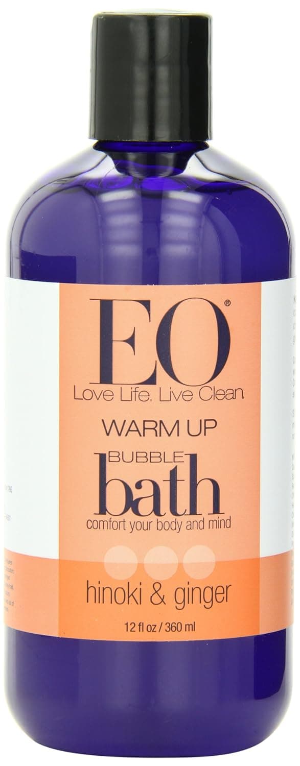 EO Warm Up Bubble Bath, Hinoki & Ginger, 12-Ounce Bottles (Pack of 3)