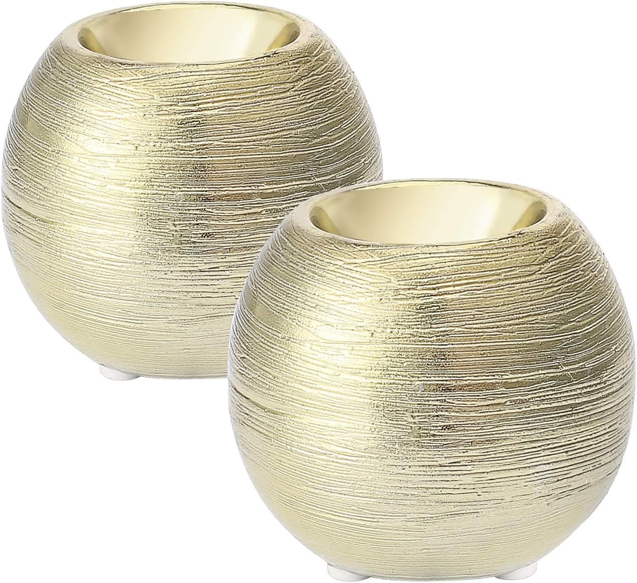 ZONESUM Golden Tea Light, 3.4-inch Round Candle Holders, Set of 2, Gold