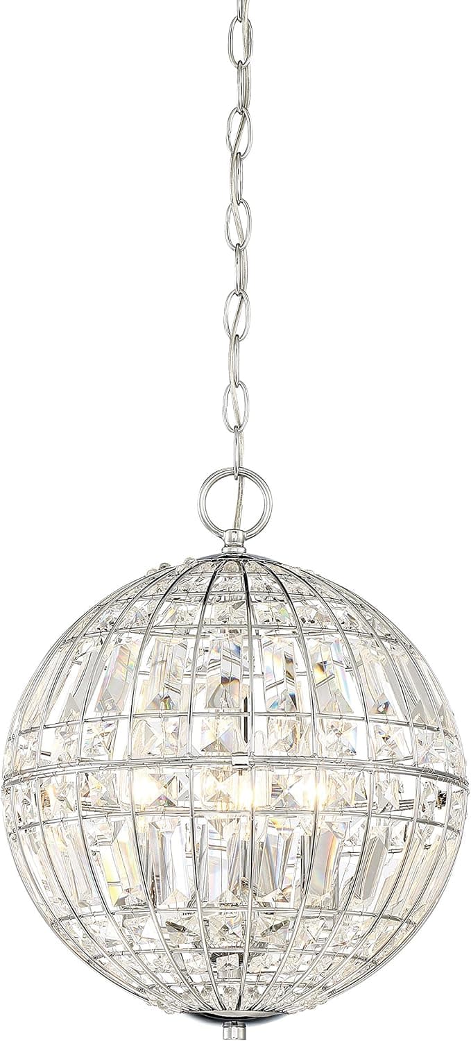 Minka Lavery 2354-77 Palermo Crystal Sphere Pendant Ceiling Lighting, 4-Light 240 Watts, Chrome