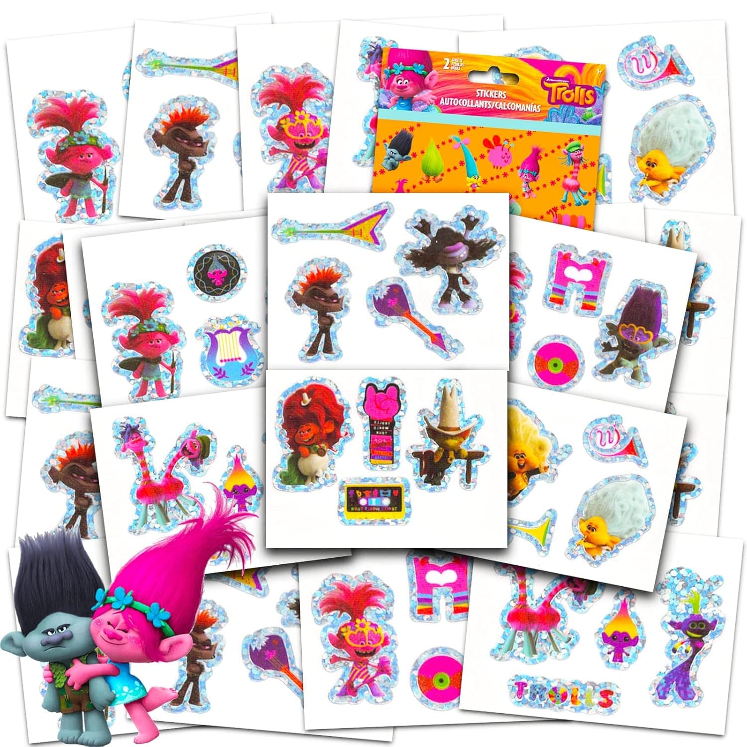 Dreamworks Studios Trolls World Tour Temporary Tattoo Set for Kids - Trolls Party Favors Bundle with 192 Temporary Tattoos For Goodie Bags and
