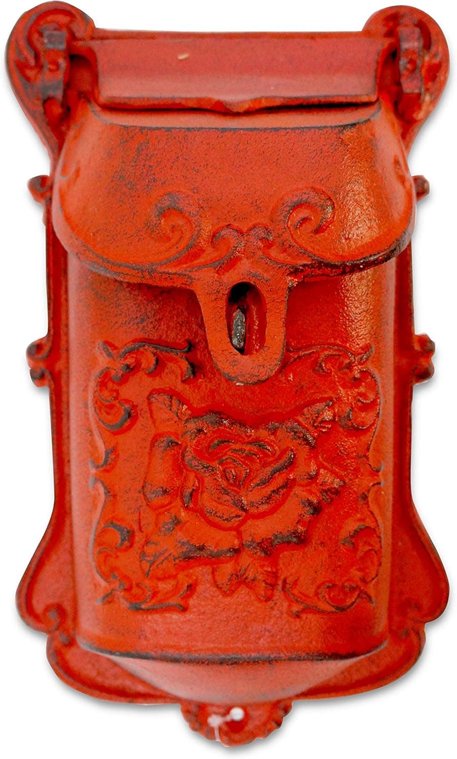 NACH Nazlie Rustic Wall Mount Mailbox with Lock, Outside Mailboxes with Rust Protection, Lockable Metal Mailbox, Mail Holder, 6.8 x 2.8 x 11.4 in, Red, DY-200834RD