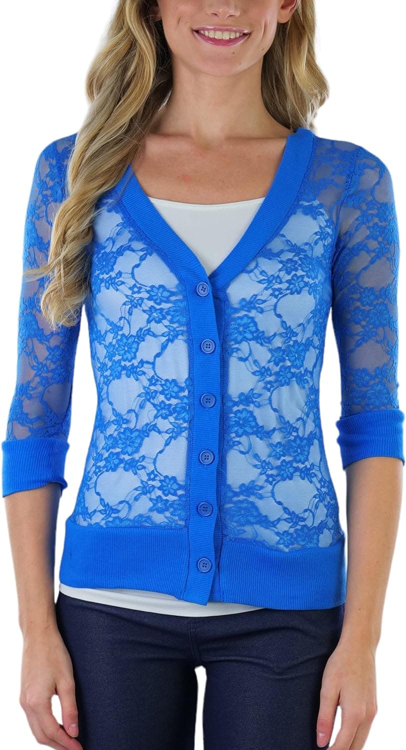 ToBeInStyle Women’s Trendy All Lace Sheer Flirtatious Layering Cardigan