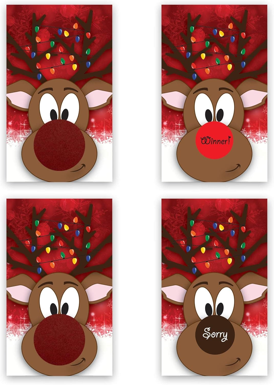 My Scratch Offs Rudolph Red Nosed Reindeer Christmas Family Holiday White Elephant Scratch Off Game Cards 26 Cards w/ 2 Winners