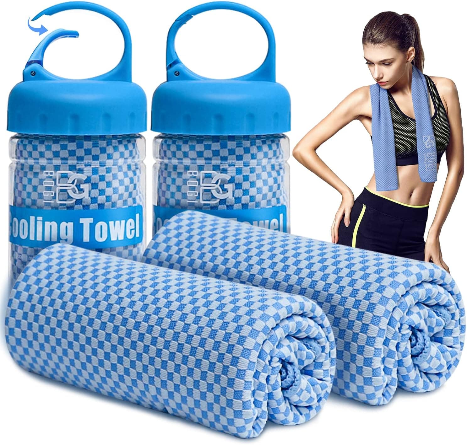 BOGI Cooling Towel 2 Pack, Cooling Towels for Neck and Face, 40"x12" Ice Towel for Instant Cooling Soft Breathable Chilly Towel for Yoga Golf Gym Camping Running Workout & More Activities