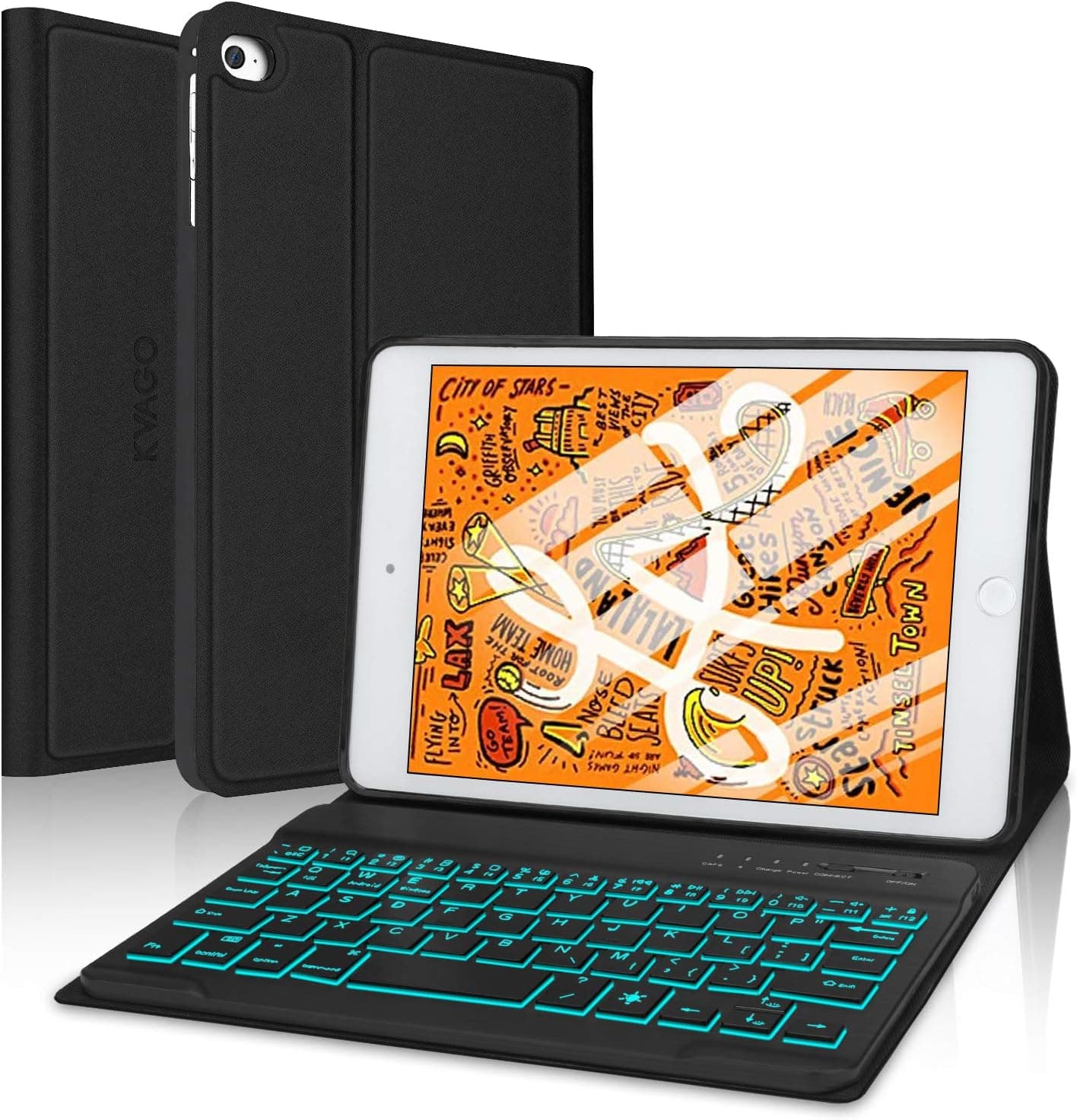 KVAGO Keyboard Case Compatible with iPad Mini 5/4/3/2/1, iPad Mini Case with Keyboard-Wireless Bluetooth Keyboard Cover 7.9 inch-Black