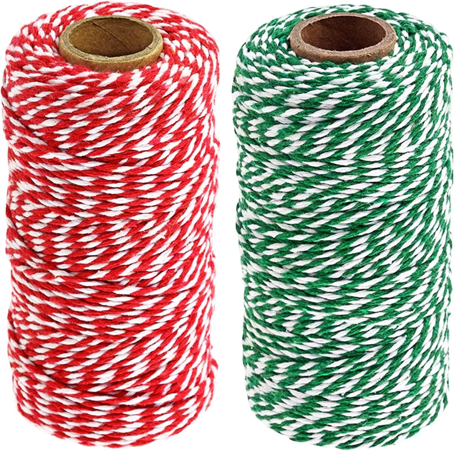 UNIQUEED Christmas Cotton Twine String, 328 Feet Holiday Twine String Cotton Cord,Christmas Gift Twine for Gift Wrapping (red&Green)