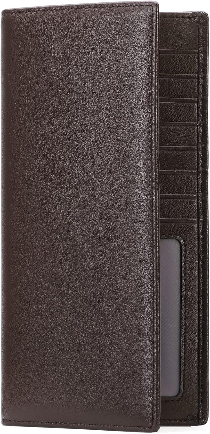 FALAN MULE Wallet for Men Genuine Leather RFID Blocking Slim Wallet with Long Bifold Credit Card Holder for Men