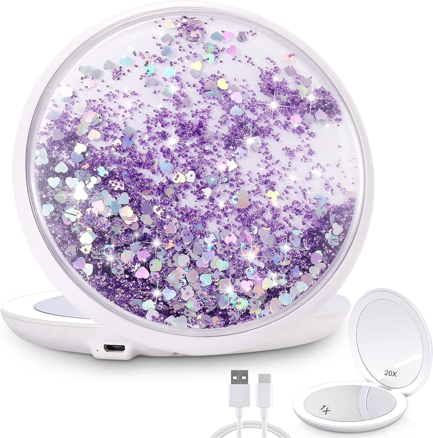 MIYADIVA 20x Magnifying Mirror, 5 Inch Compact Travel Mirror, Portable Close Up Mirror for Purse/Handbag, Foldable, Double Sided