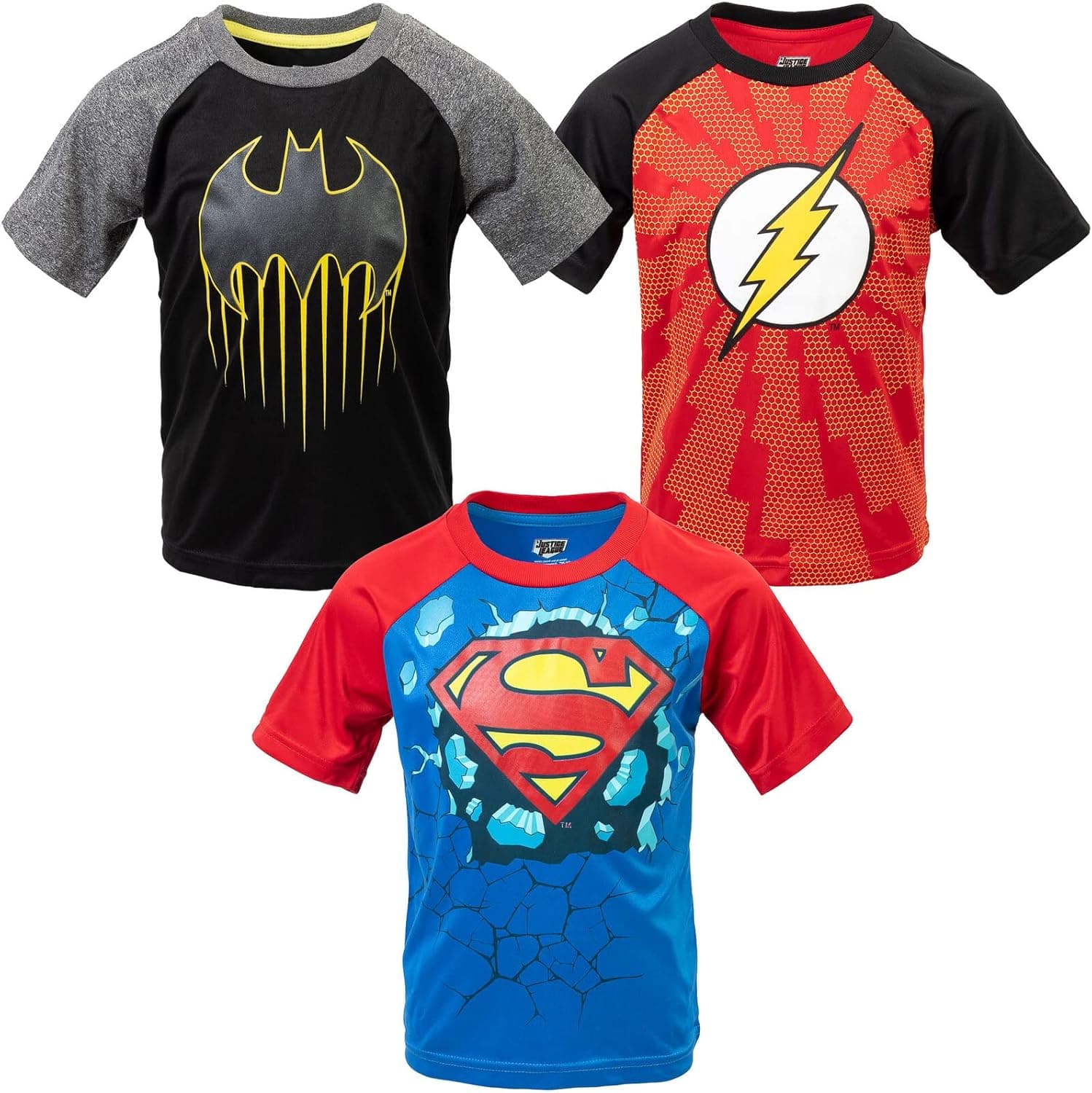 DC Comics Justice League Batman Superman Flash Athletic 3 Pack T-Shirt