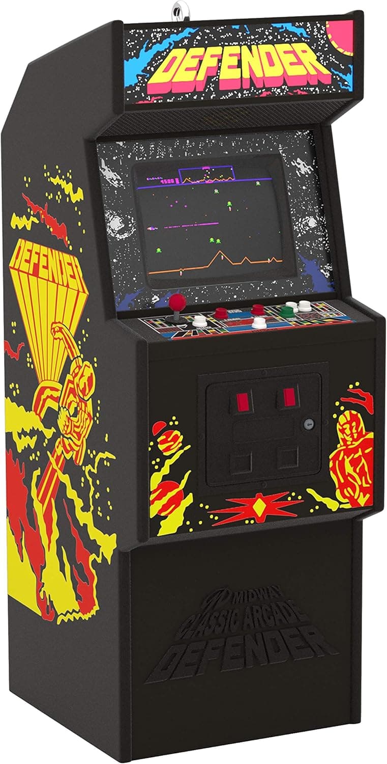 Hallmark Keepsake Christmas Ornament 2019 Year Dated Defender Arcade Game with Light and Sound,