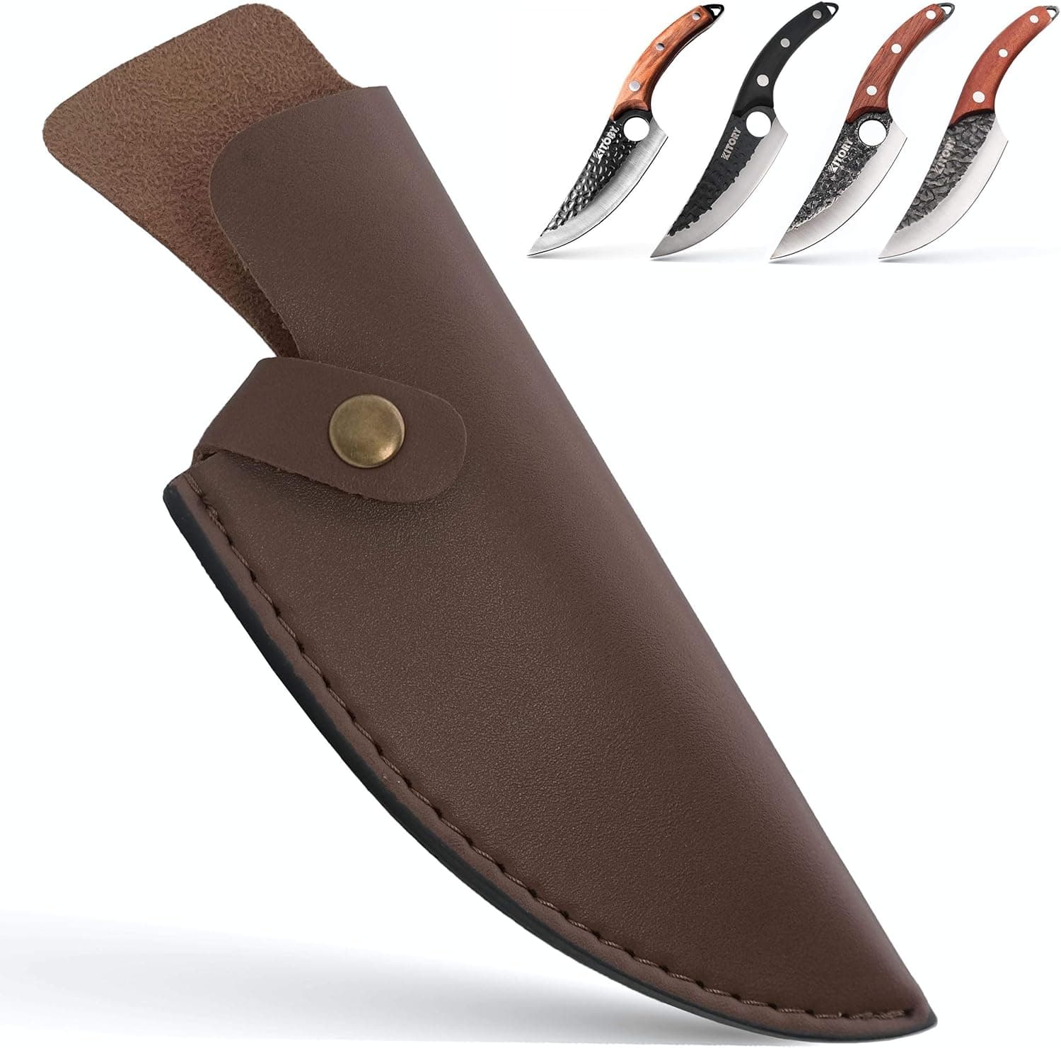 Kitory Leather Knife Sheath 6 inch Boning Knife Practical Soft Leather Sheath with Belt Loop Good for Protect Fixed Blade & Carry Out