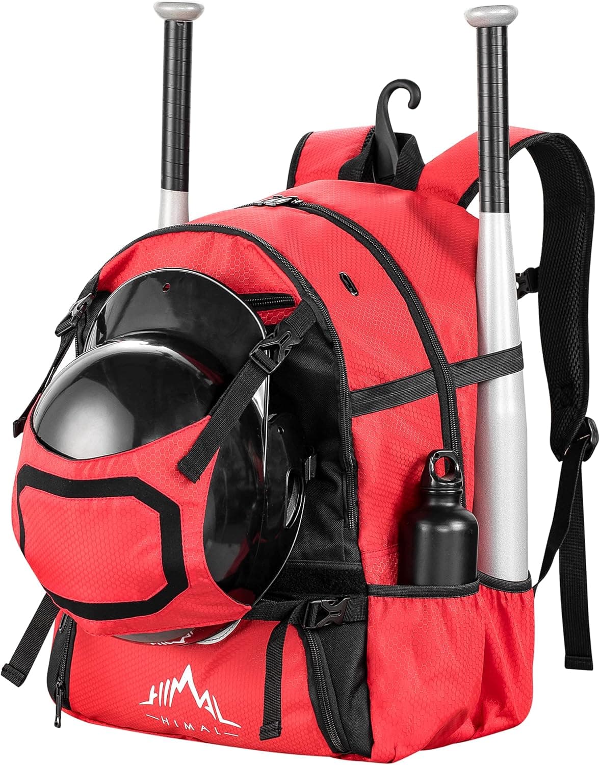 Himal Pro Baseball Bag Pro Baseball Bat Backpack for Baseball, TBall Softball Equipment Gear for Youth and Adults Holds 4 Bats, Helmet, Gloves, Cleats, Shoe Helmet Holder, Shoes Compartment Fence Hook