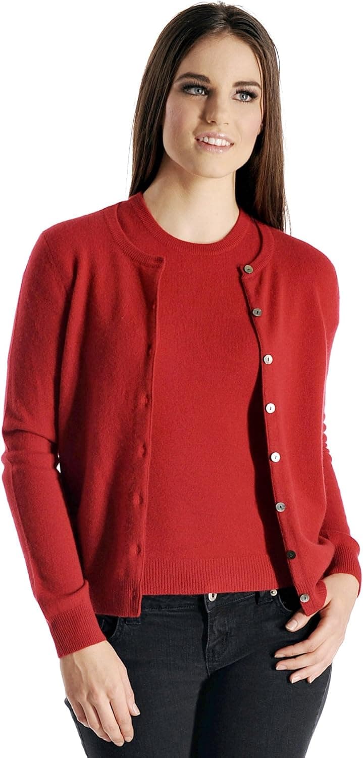 Cashmere Boutique: Women's 100% Pure Cashmere Cardigan Twin Sweater Set (9 Colors, Sizes: S/M/L/XL)