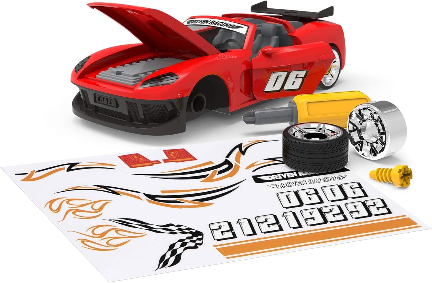 Driven by Battat – Toy Take-Apart Sports Car for Kids – 34pc Red Toy Car Playset – STEM Toy Car with Mini Tool – Lights & Sounds Toy Car – 3 Years + – Take-Apart Sports Car (34pc)