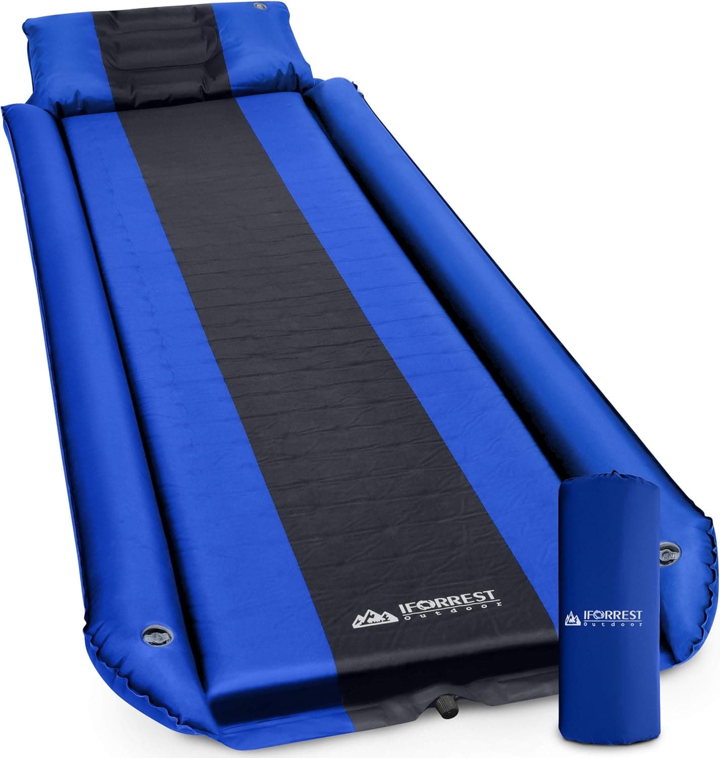 IFORREST Sleeping Pad w/Inflatable Armrest & Pillow - Rollover Protection - Self-Inflating Camping Mattress - (L/XL)