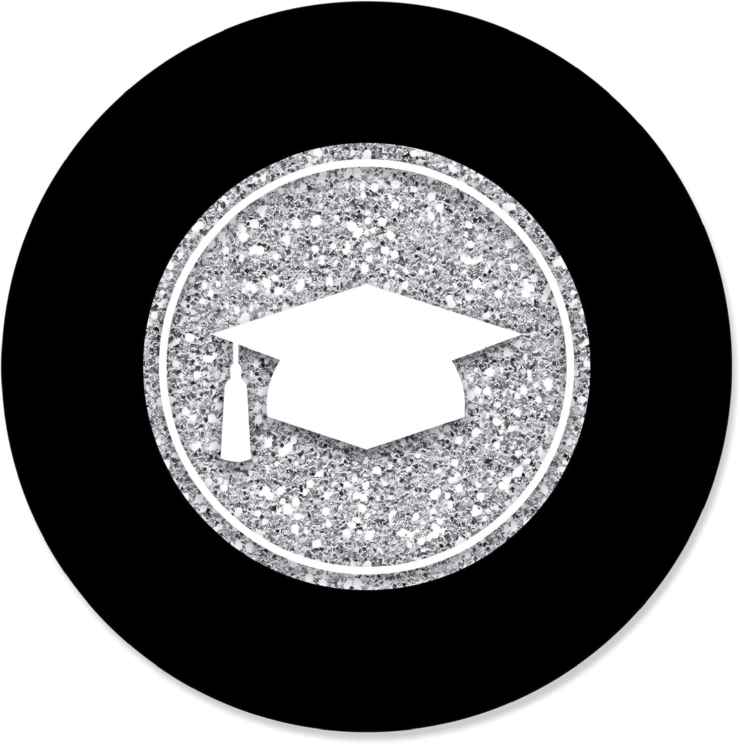 Big Dot of Happiness Silver Tassel Worth The Hassle - Graduation Party Circle Stickers - 24 Count