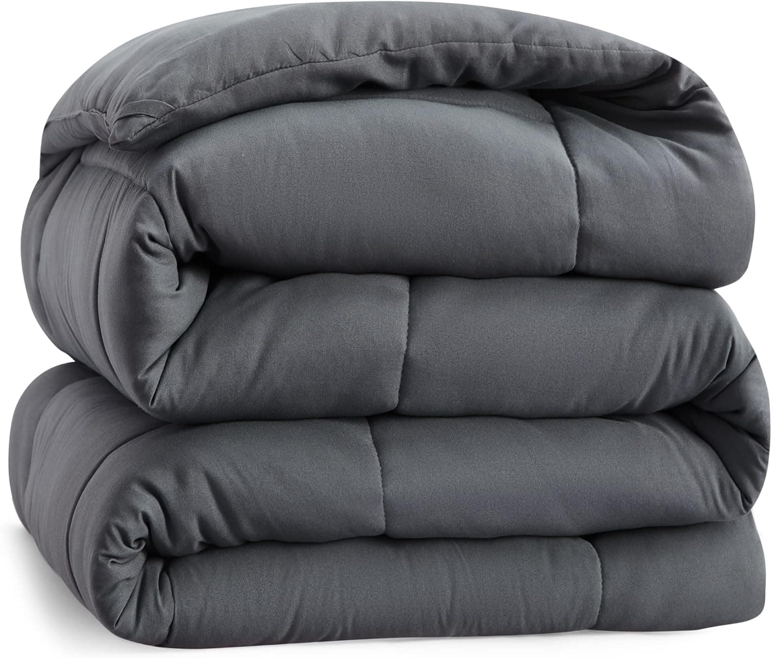 Bedsure Duvet Insert King Comforter Dark Grey - All Season Quilted Down Alternative Comforter for King Bed, 300GSM Mashine Washable Microfiber Bedding Comforter with Corner Tabs