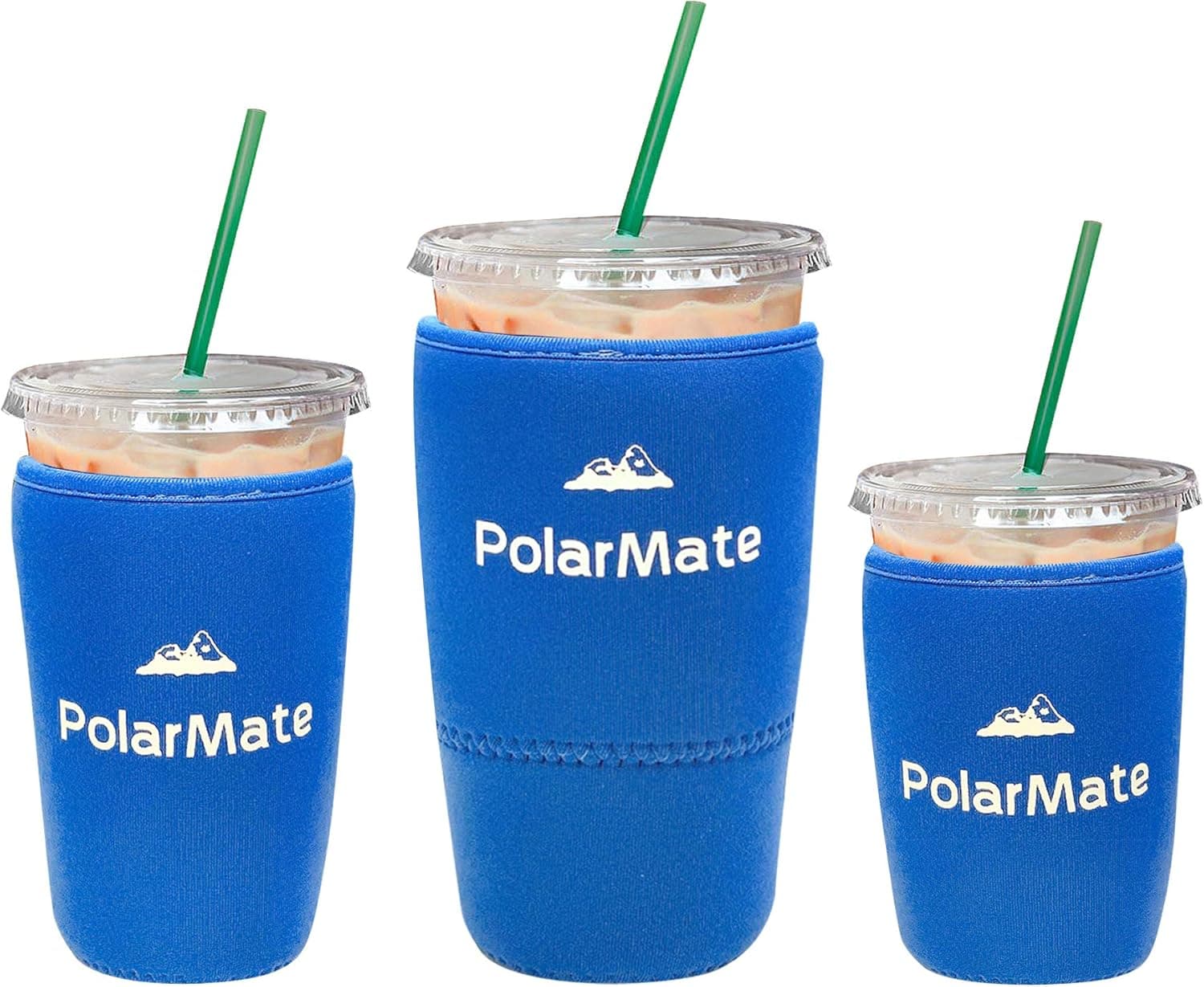 3 Pack Reusable Iced Coffee Sleeve | Insulator Cup Sleeve for Cold Drinks Beverages | Neoprene Cup Holder | Ideal for Starbucks, McDonalds, Dunkin Donuts & More (Blue)
