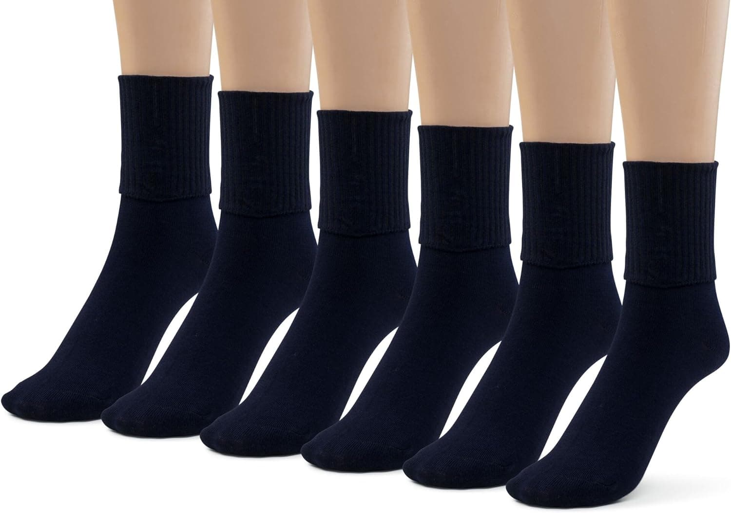 Silky Toes Girls Cuff Bamboo Seamless Socks, 3 or 6 Pk Dress Crew School Uniform Socks