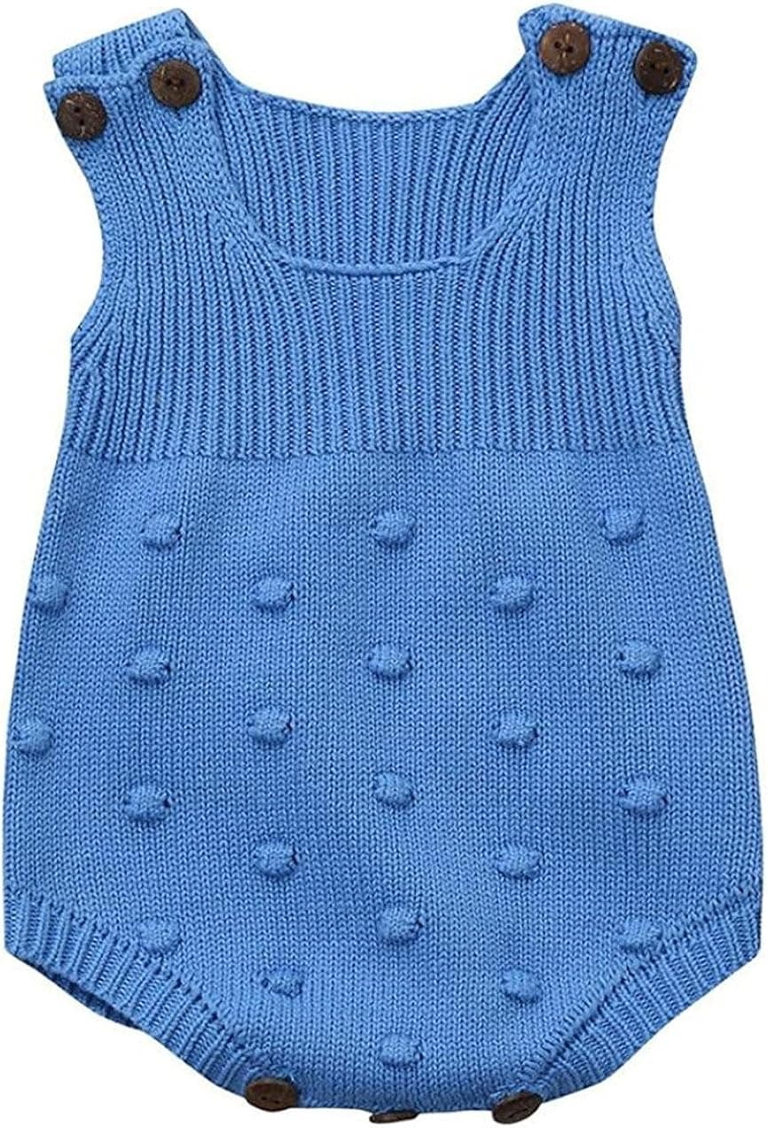 Eiffel Direct Baby Girls Boys Knitted Striped Spot Romper Sleeveless Vest Jumpsuit Bodysuit