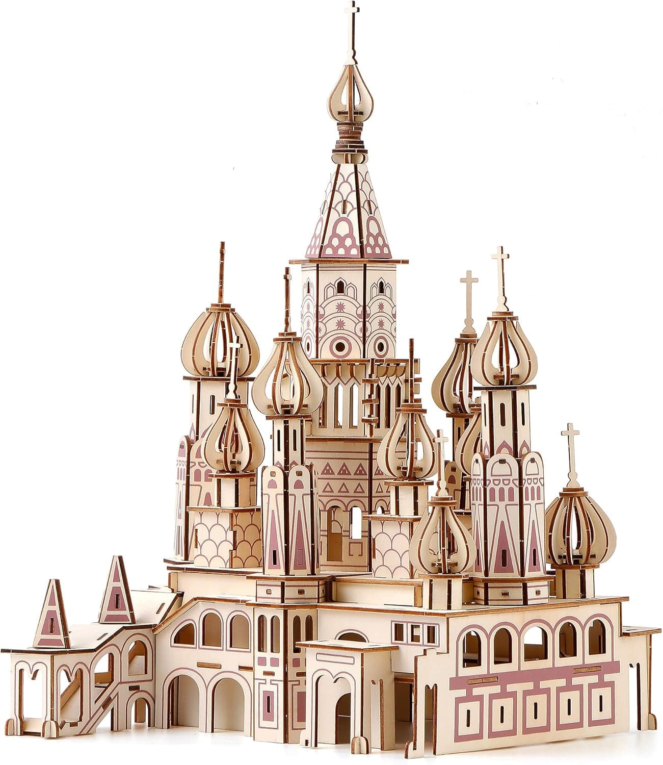 Wooden 3D Puzzle Cathedral for Adults or Teens, St.Basil Cathedrale Russian, Laser Cutting, Self-Assembly, DIY Building Models Kits, L: 16,14" x W: 13,22" x H: 18,11", Home Decoration, Gift Idea