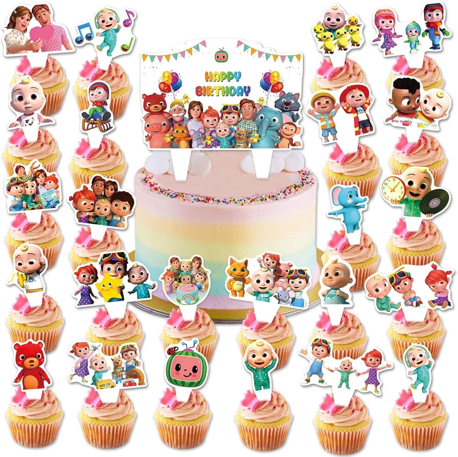 Coco Baby Melon Cake Topper 25PCS Coco Birthday Party Supplies Cupcake Decorations for Kids…
